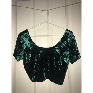 Forever 21 Velvet Green Crop Top